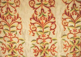 Silk Organza Crewel Embroidered Sheer Fabric Gold, Multicolor #SL103