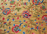 Velvet Crewel Embroidered Fabric Beige, Multicolor #CV401