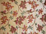 Velvet Crewel Embroidered Fabric Beige, Multicolor #CV003
