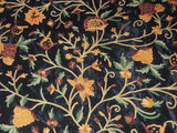 Velvet Crewel Embroidered Fabric Black, Multicolor #CV206