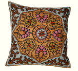 Crewel Wool Embroidered Cushion Cover, Multicolor #CW1006