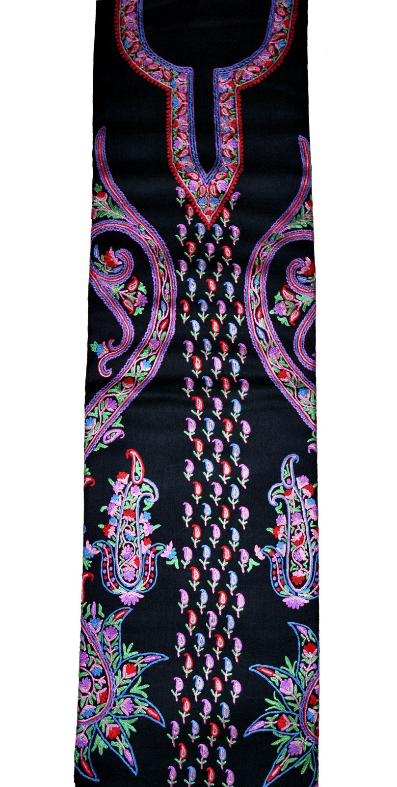 Woolen Salwar Kameez + Shawl Black, Multicolor Embroidery #FS-428
