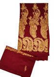Woolen Salwar Kameez Suit Unstitched Fabric and Shawl Maroon, Rust Embroidery #FS-434
