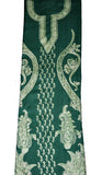 Woolen Salwar Kameez Suit Unstitched Fabric and  Shawl Green, Tone-Tone Embroidery #FS-471