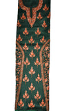 Woolen Salwar Kameez Suit Unstitched Fabric and Shawl Green, Rust Embroidery #FS-472