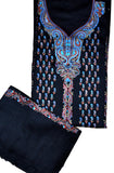 Woolen Salwar Kameez Suit Unstitched Fabric and Shawl Black, Multicolor Embroidery #FS-421