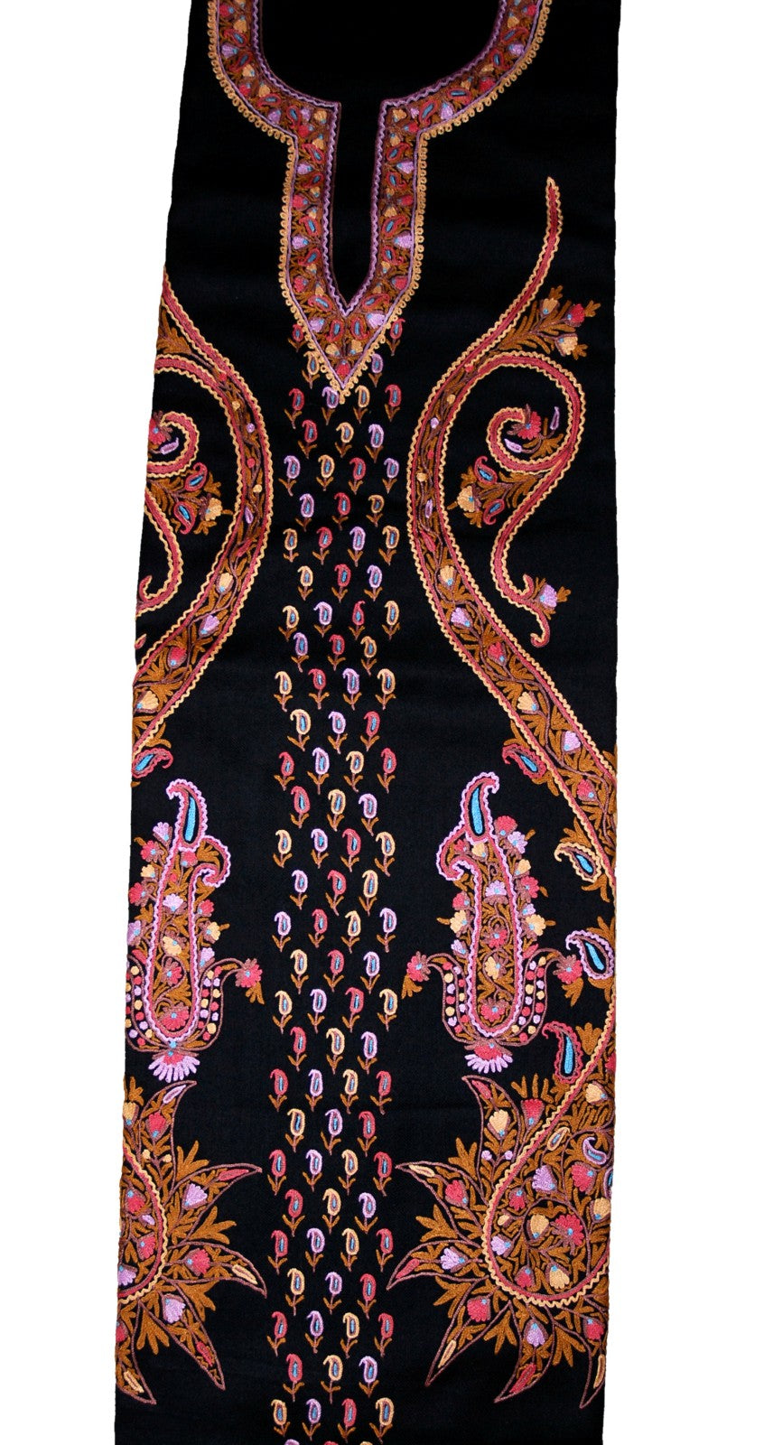Woolen Salwar Kameez Suit Unstitched Fabric and Shawl Black, Multicolor Embroidery #FS-422
